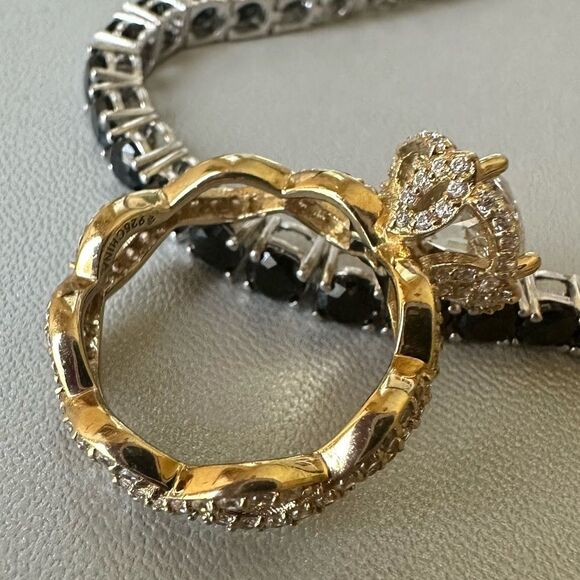 Gold FE Sterling Silver 925 CZ Infinity Solitaire Ring 6 - Picture 6 of 6